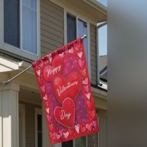 Valentine's Heart Trio House Flag 40" x 28" Briarwood Lane (EUC)